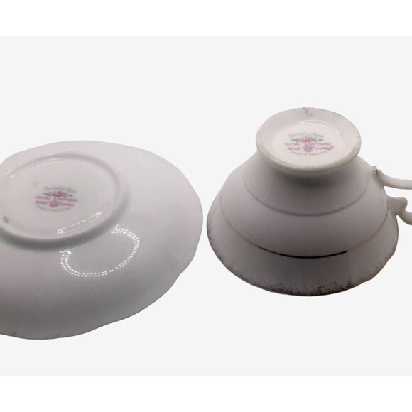 Vintage Royal Stafford Berkeley Rose Bouquet Teacup and Saucer. Fine Bone China - Picture 9 of 11